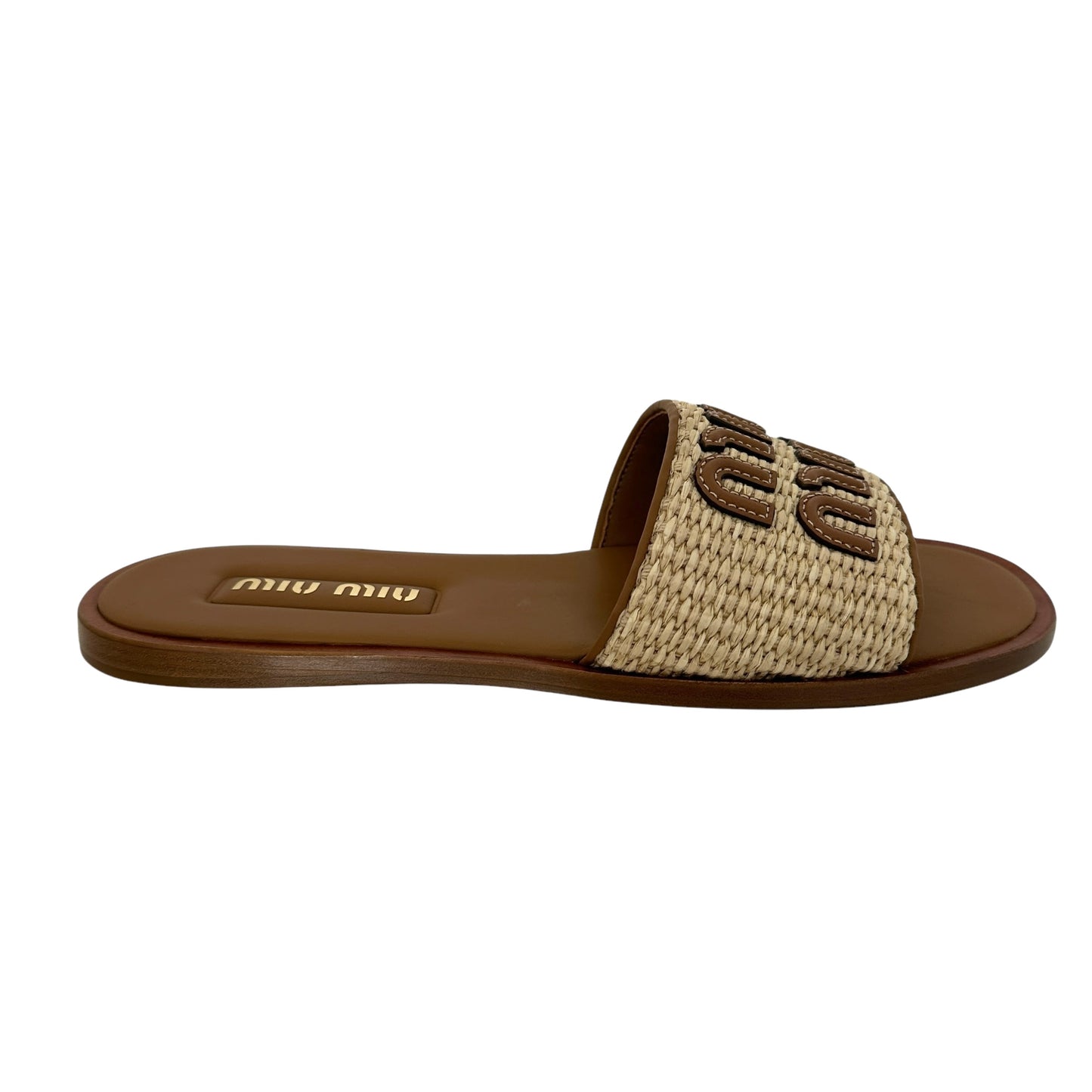 Miu Miu Logo Raffia Sandals - 11