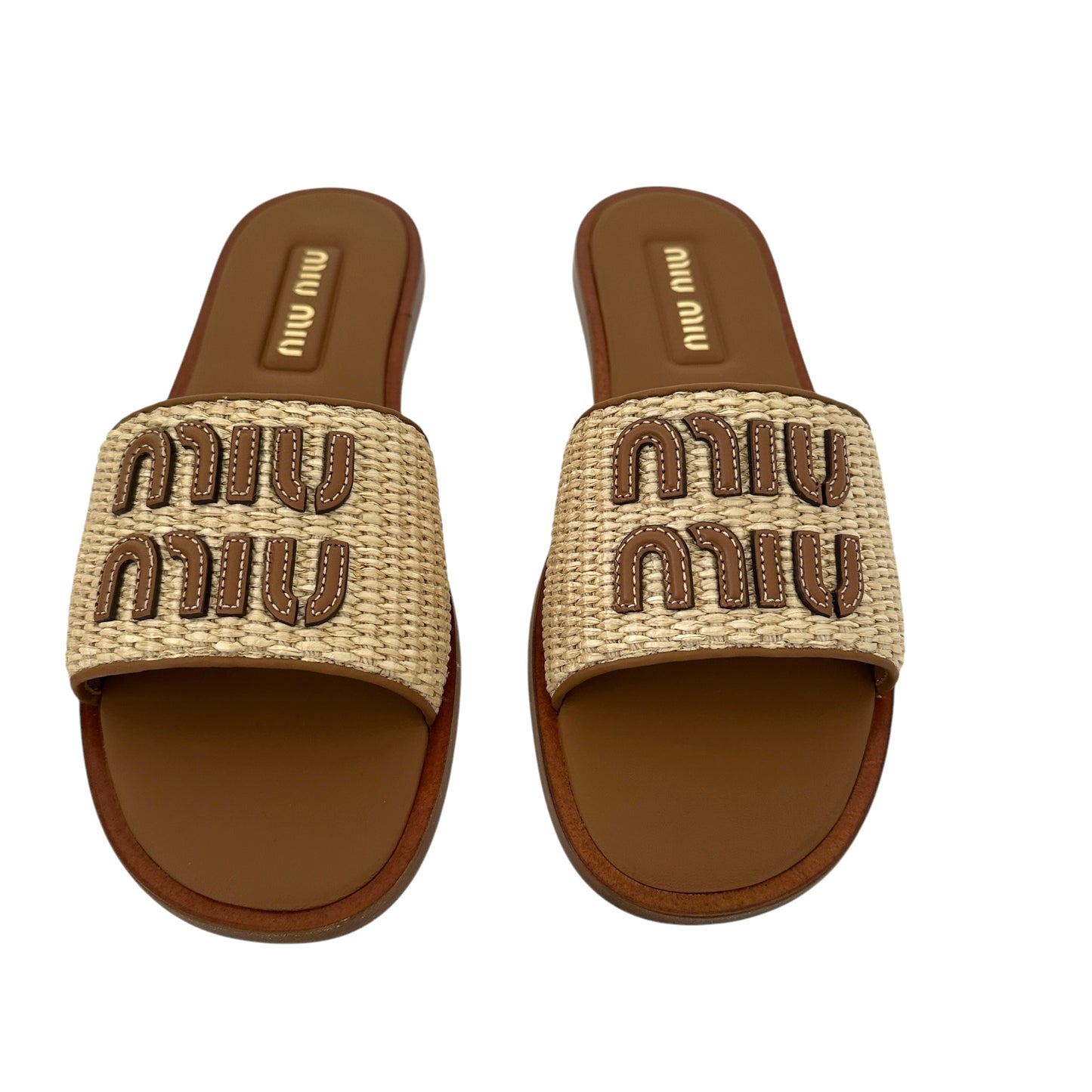 Miu Miu Logo Raffia Sandals - 11