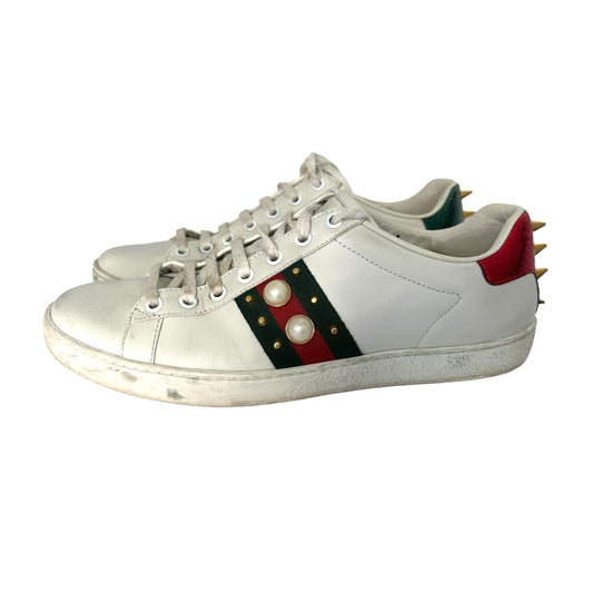 White Leather Sneakers - 8