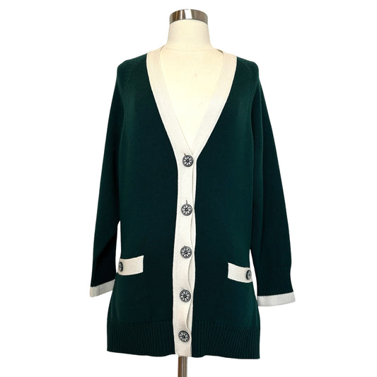 Green Cashmere Cardigan - L