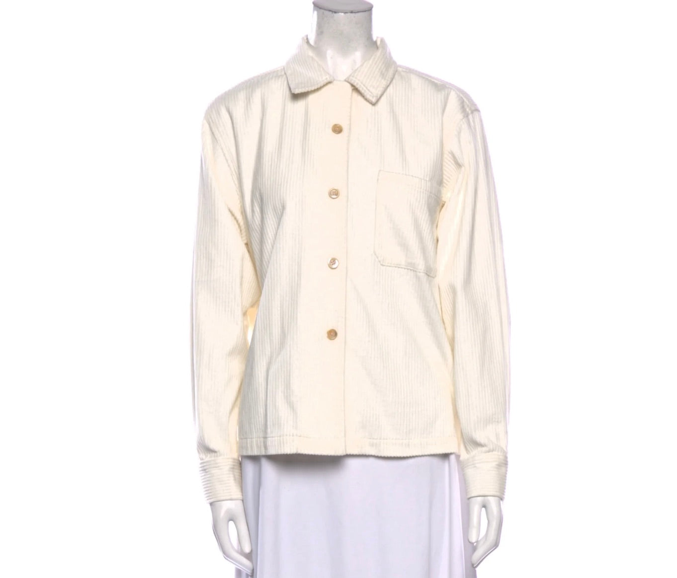 Cream Corduroy Shirt Jacket - S