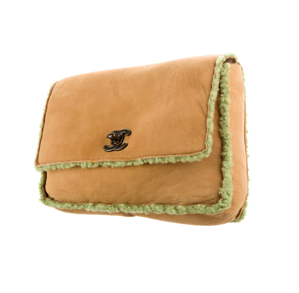 Shearling & Suede Clutch