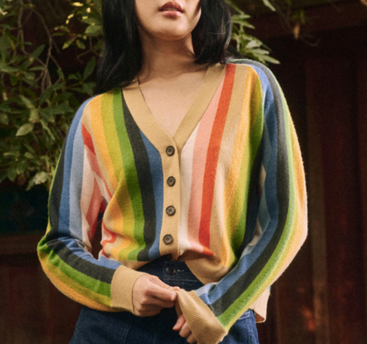 Rainbow Striped Cardigan - S