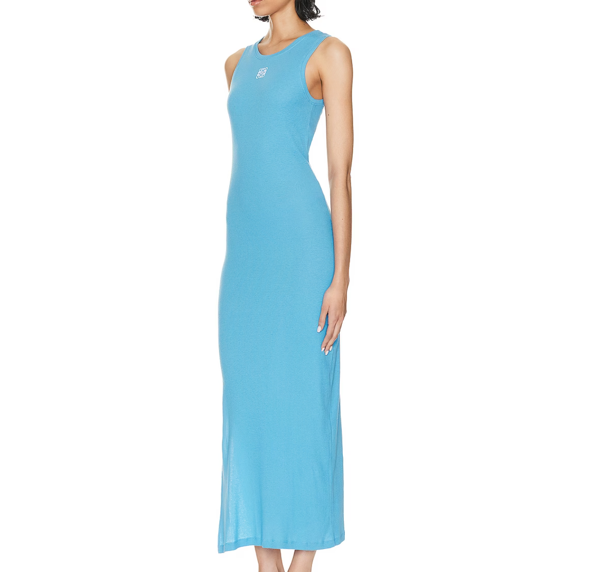 Blue Ribbed Anagram Dress - XS