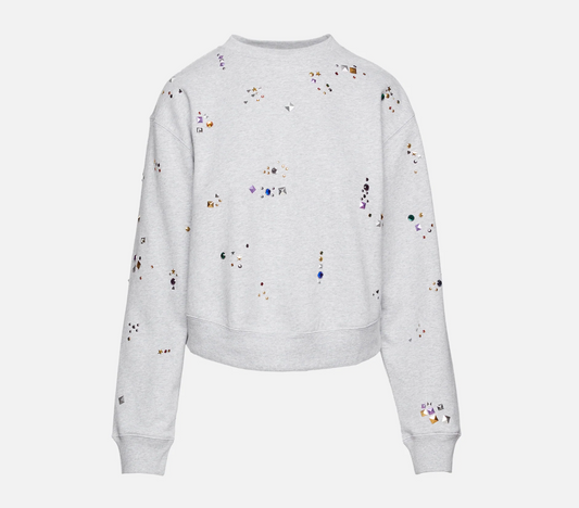 Cropped Jeweled Sweatshirt - M