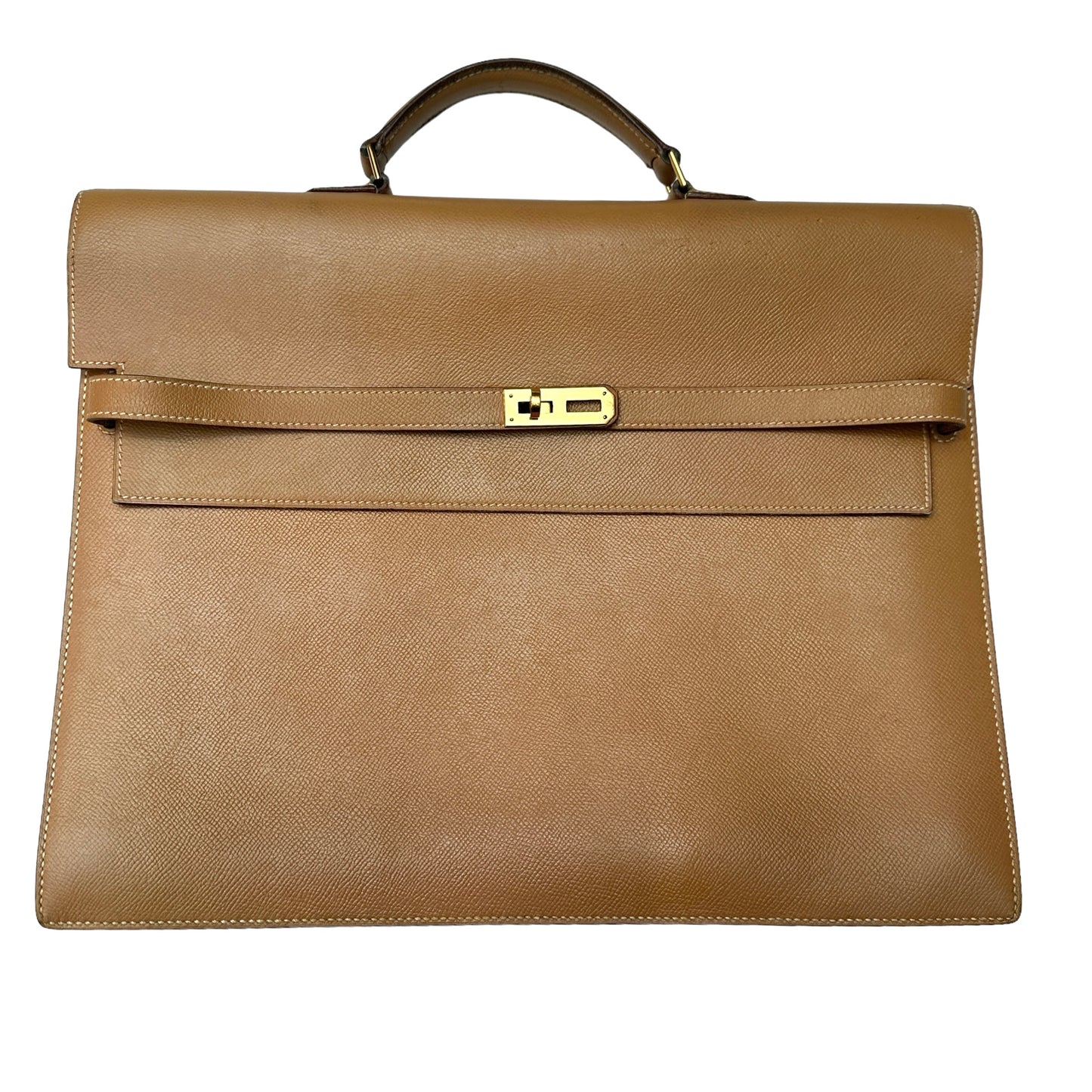 Vintage Gold Leather Kelly Depeche Briefcase