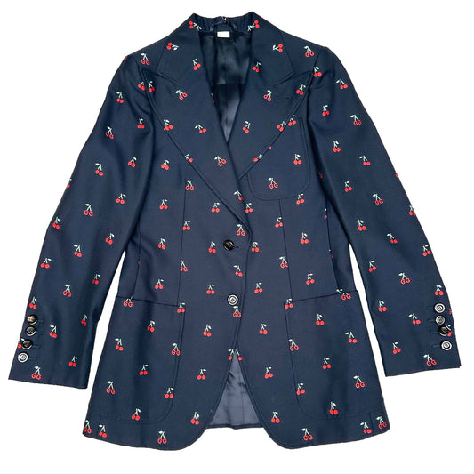 Logo & Cherry Navy Blazer - M