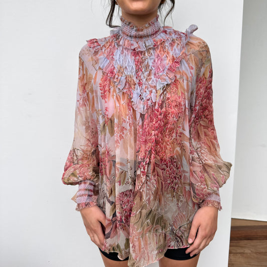 Floral Silk Blouse - S/M