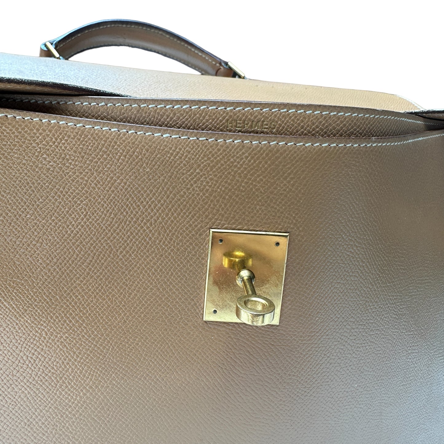 Vintage Gold Leather Kelly Depeche Briefcase