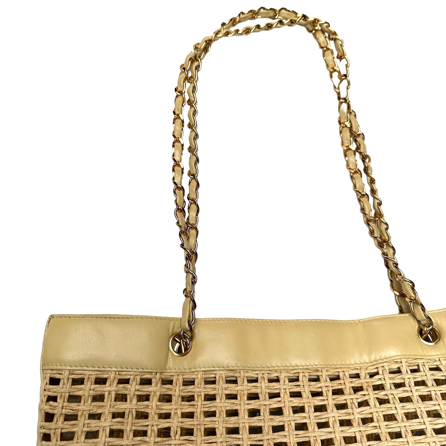 Raffia & Cream Leather Tote