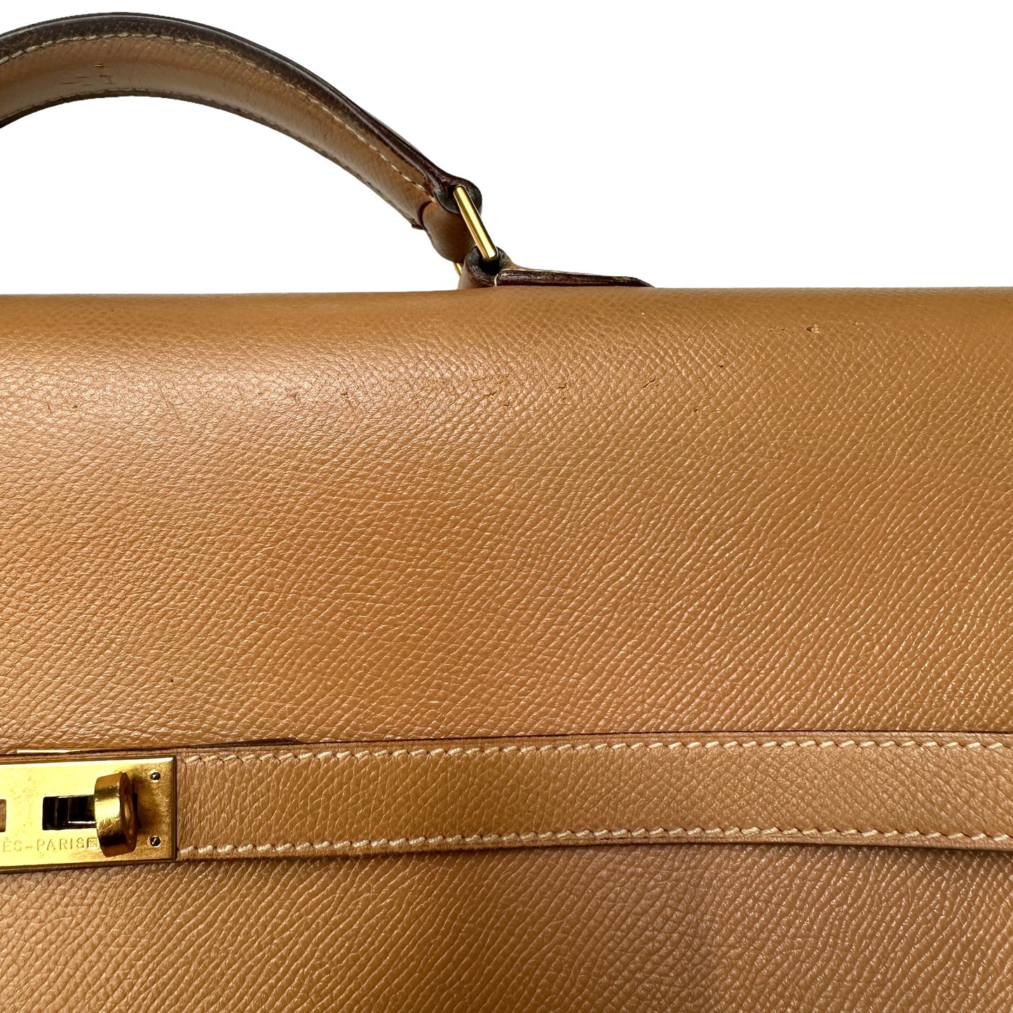 Vintage Gold Leather Kelly Depeche Briefcase