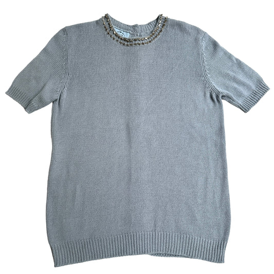 Light Blue Top w/Crystals - L