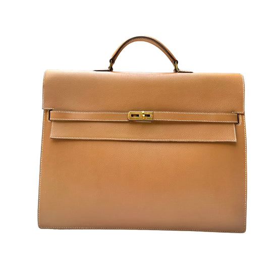 Vintage Gold Leather Kelly Depeche Briefcase