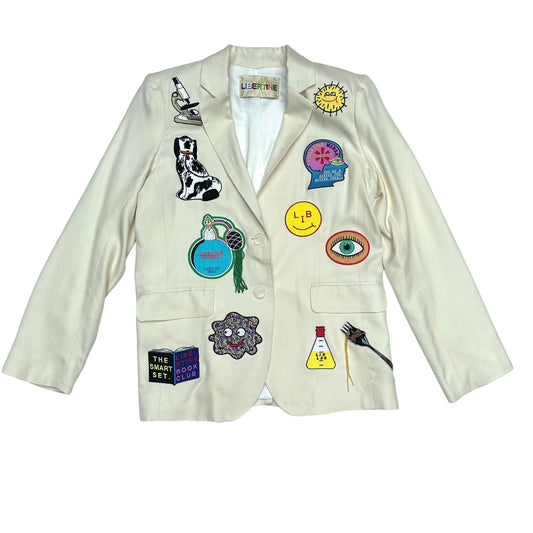 Cream Blazer w/Beads and Patches - M