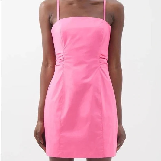 Fuchsia Tie Back Mini Dress - S