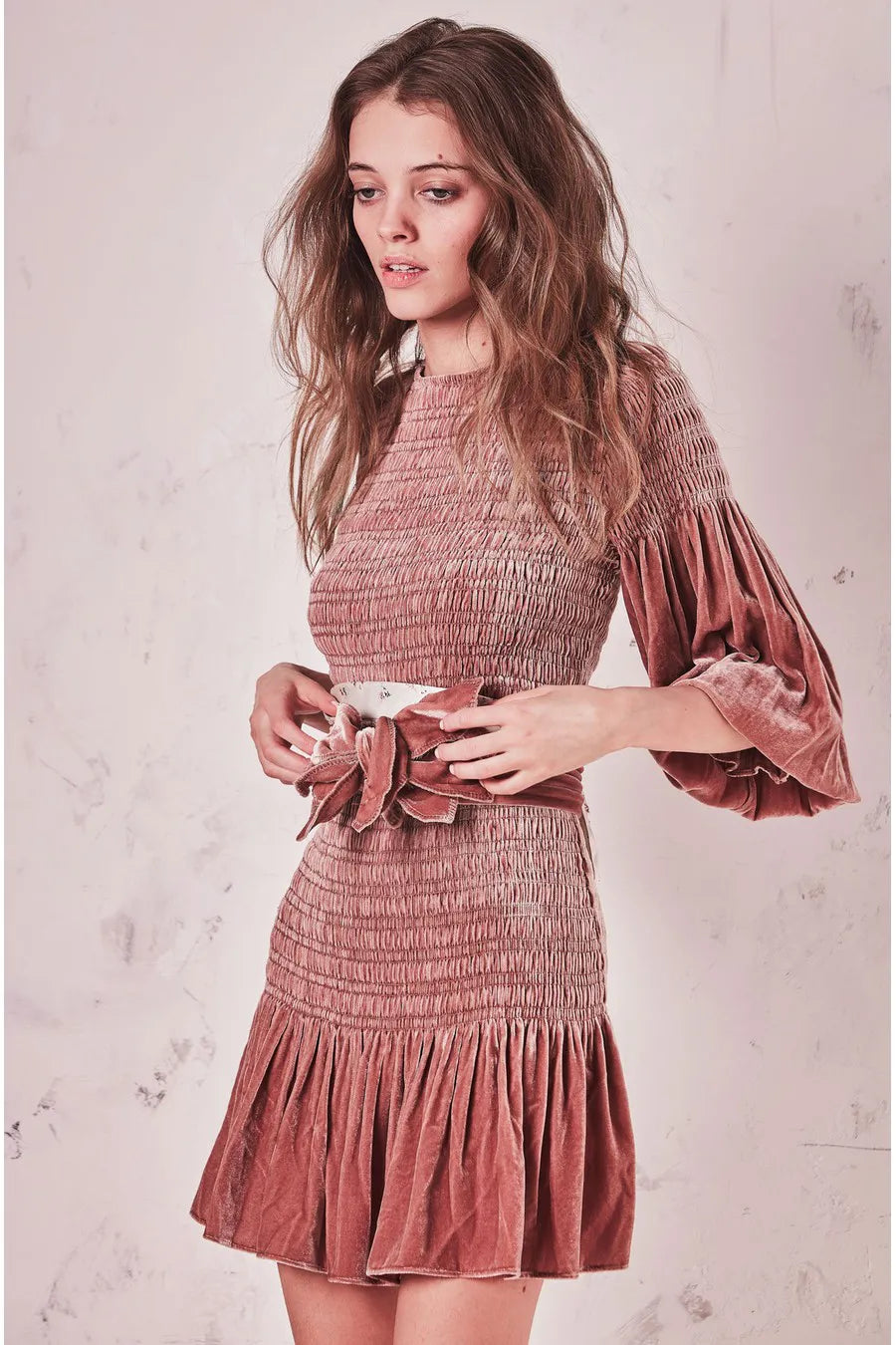 Blush Velvet Dress - S