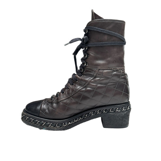 Brown Combat Boots - 8