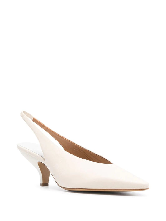 Cream Leather Kitten Heels - 7.5