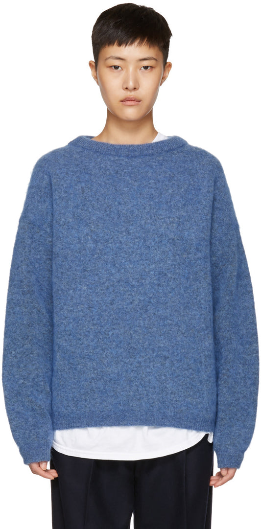 Dramatic Blue Mohair Sweater - L