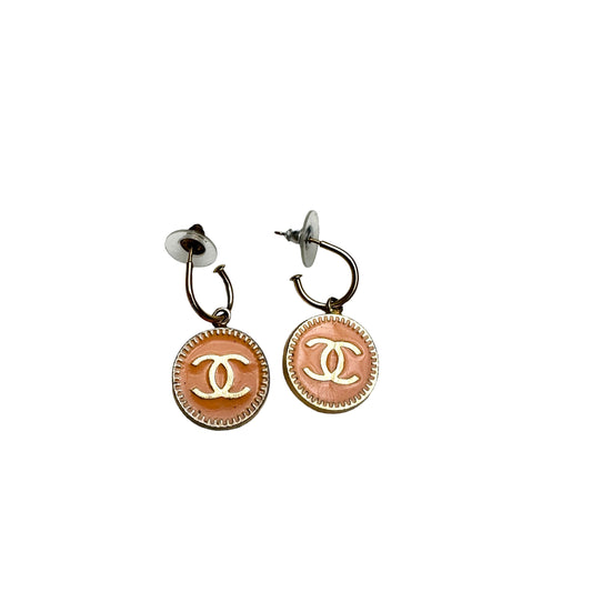 Orange & Gold Logo Pendant Earrings