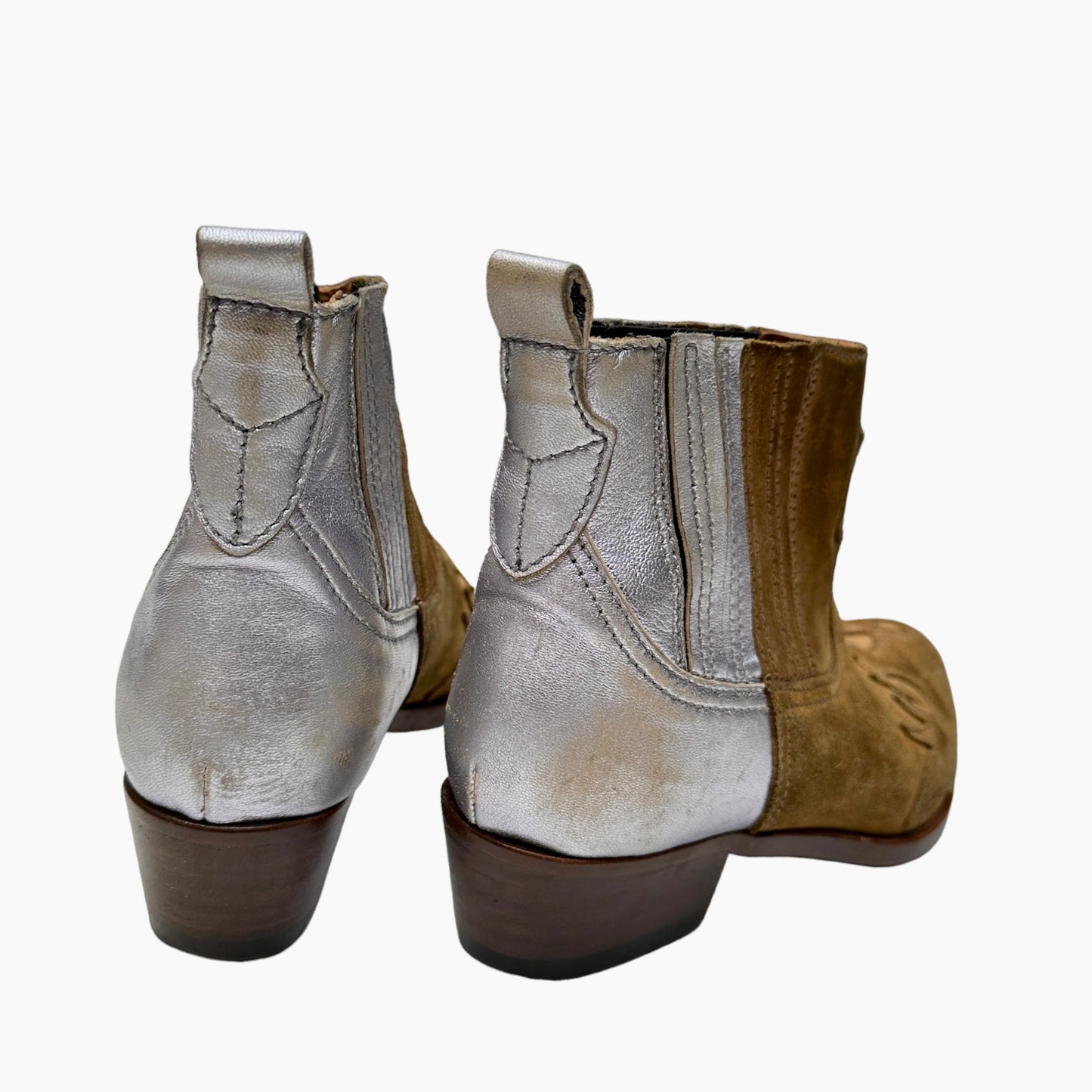 Brown Suede and Silver Leather Boots - 7