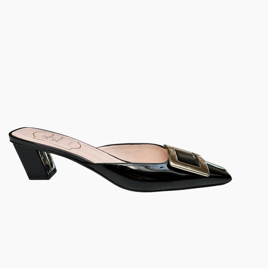 Black Patent Mules - 8