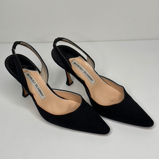 Black Slingback Heels - 5