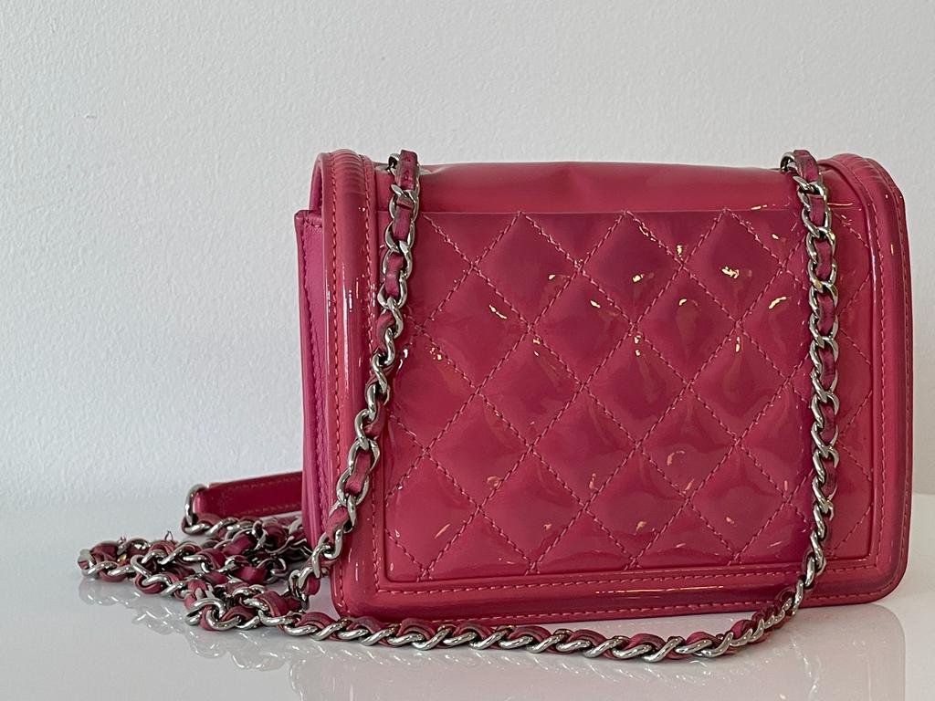 Pink Patent Leather Mini Flap Bag