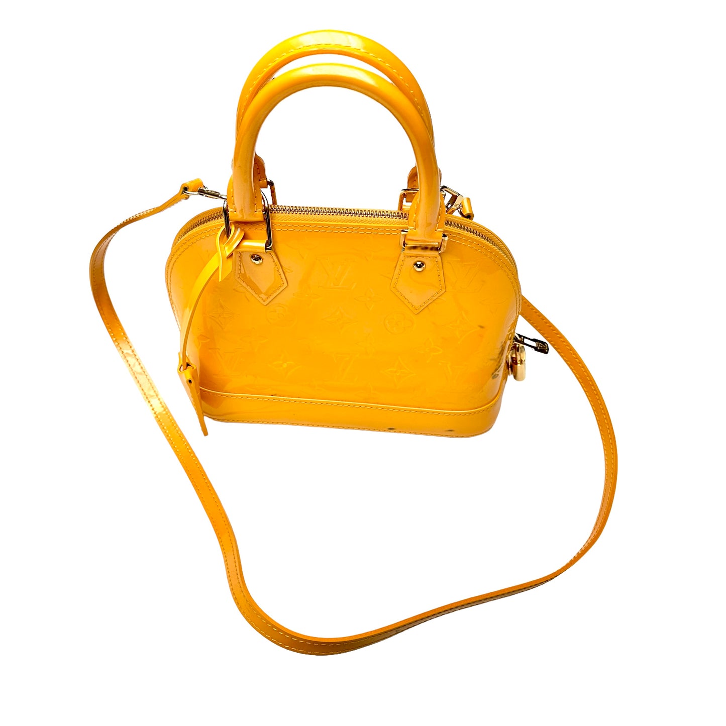 Yellow Monogram Patent Leather Alma Bag