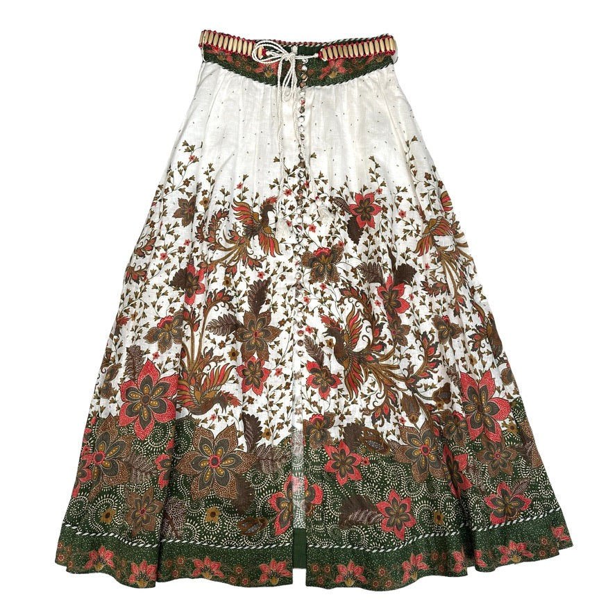 Floral Linen Skirt - M