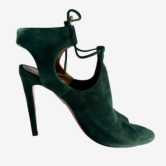 Green Suede Heels - 7