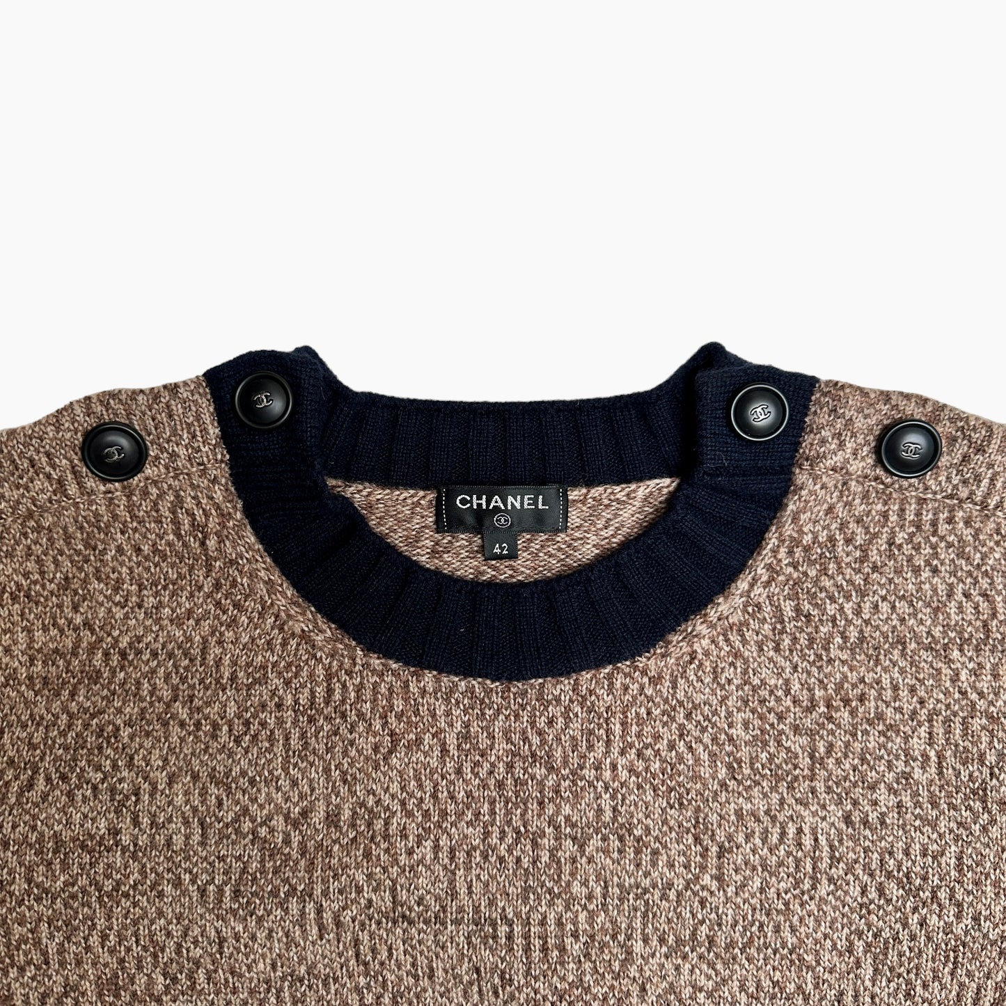 Brown Sweater w/CC logo Buttons - L