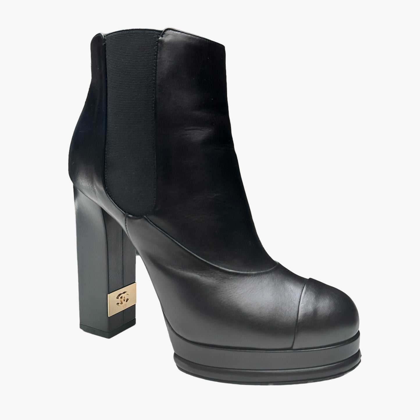 Black Leather Boots w/Logo - 8.5