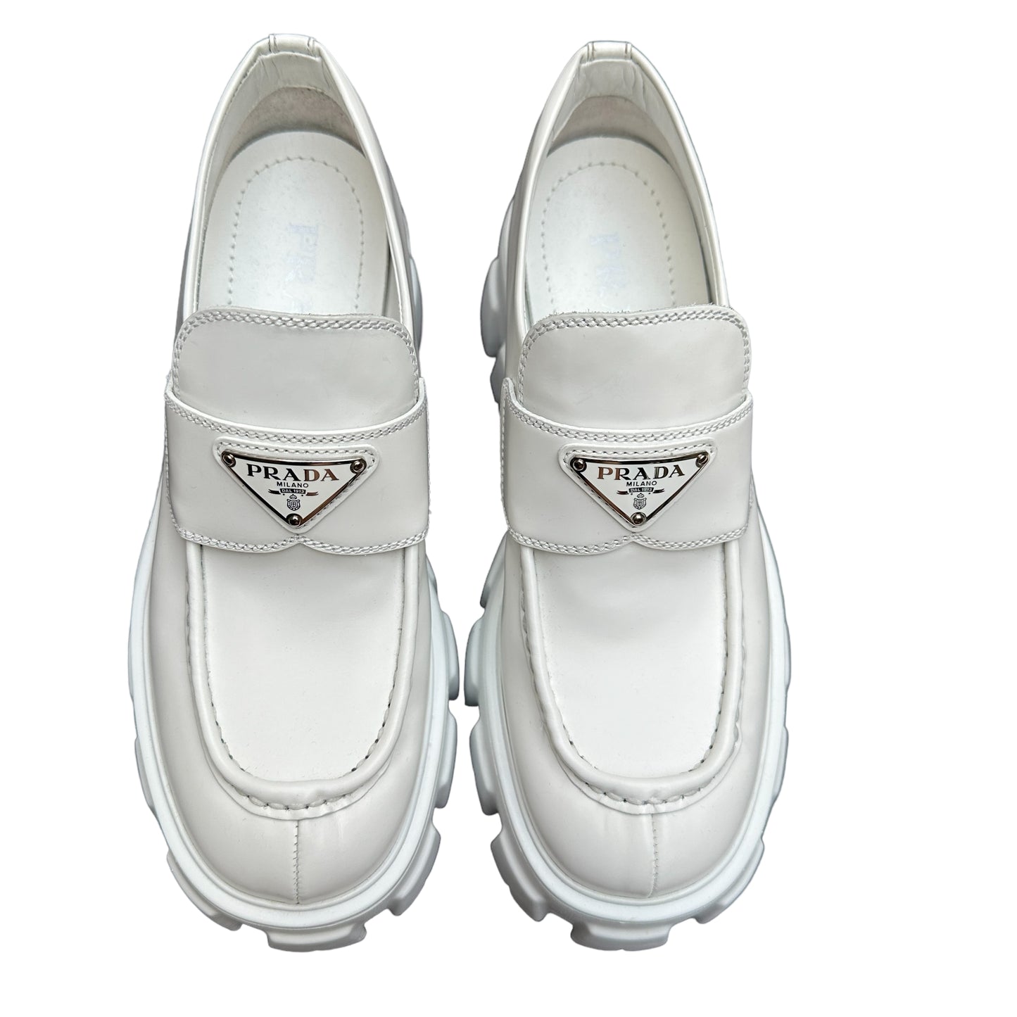 White Prada Chunky Loafers - 6.5o