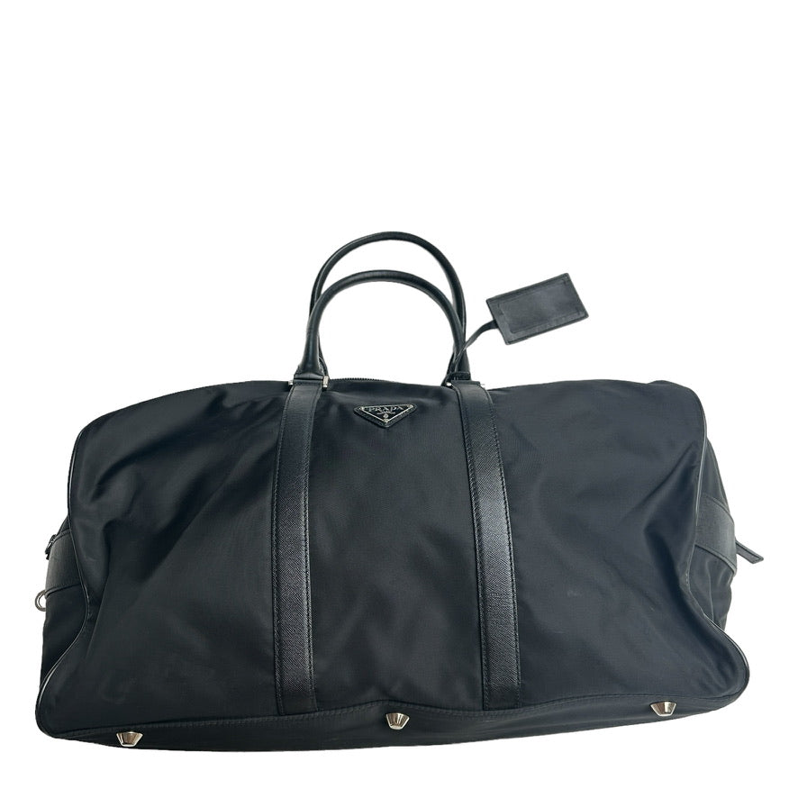 Black Logo Nylon Duffle Bag