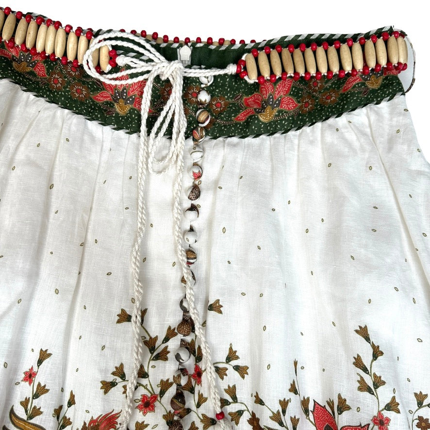 Floral Linen Skirt - M