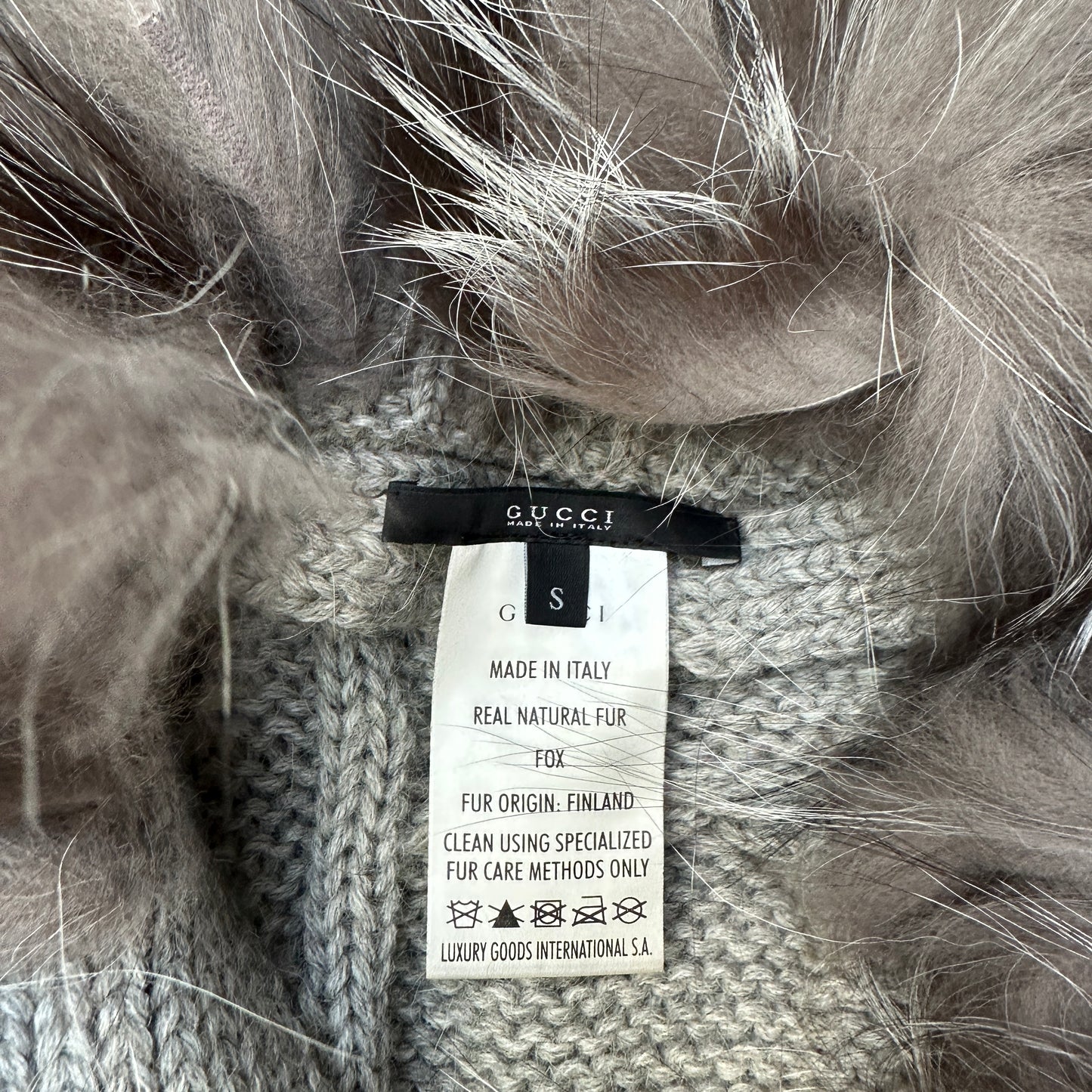 Grey Cardigan Jacket w/Fur - S