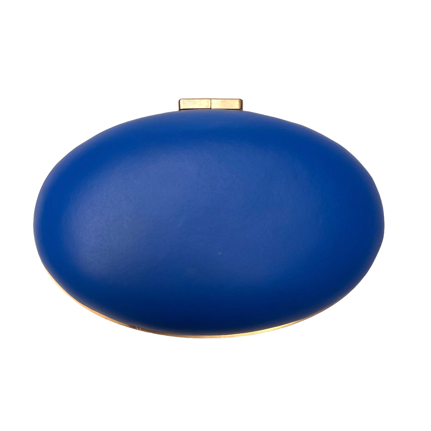 Blue Leather Oval Clutch