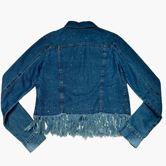 Vintage Blue Denim Jeans Jacket w/Crystals - M