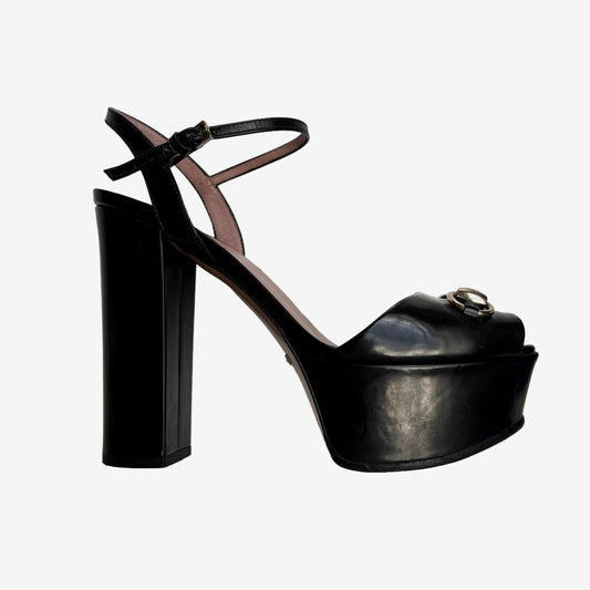 Black Patent Horse bite Platform Heels - 6.5