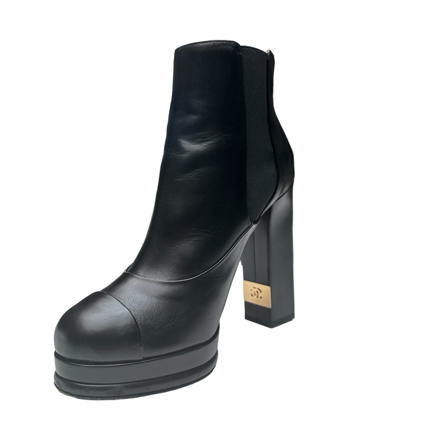 Black Leather Boots w/Logo - 8.5
