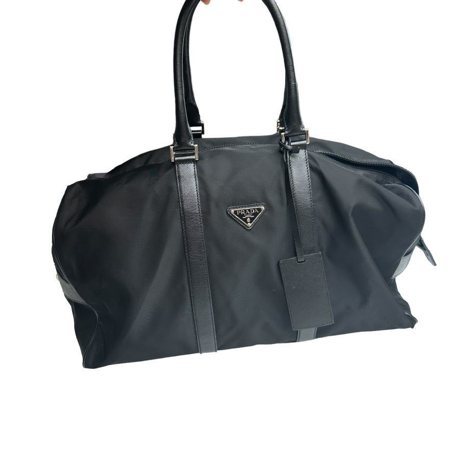 Black Logo Nylon Duffle Bag