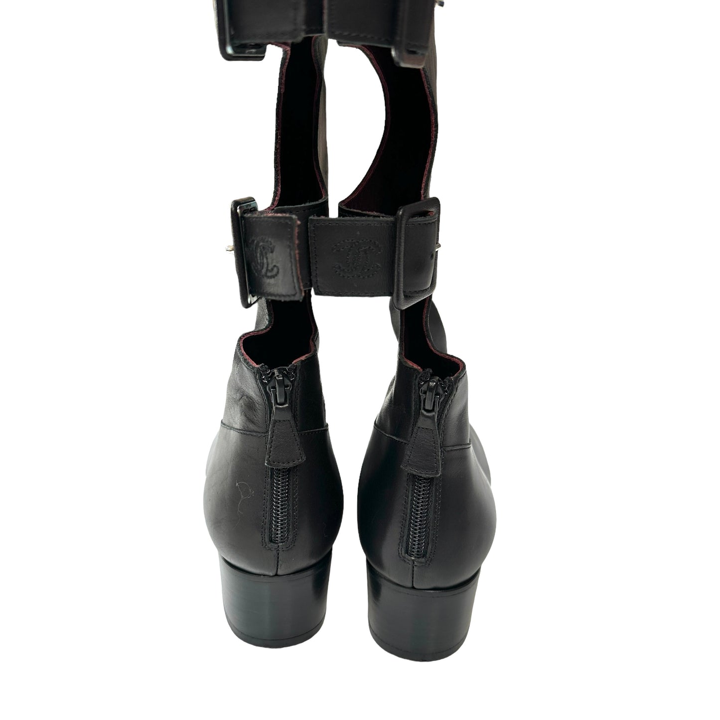 Black Tall Buckles Boots - 10