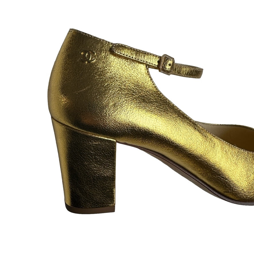 Gold Leather Heels - 10.5