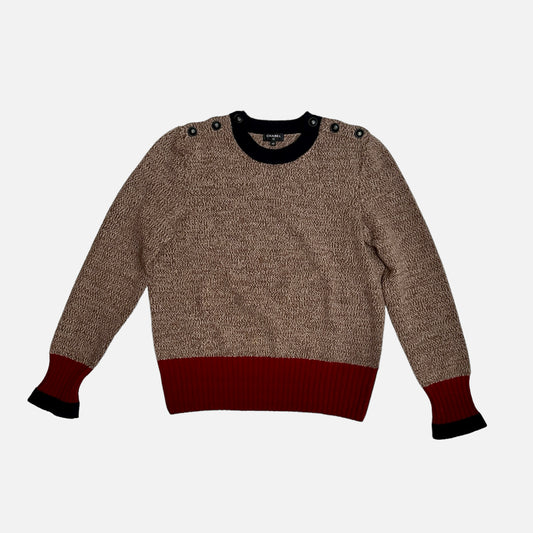 Brown Sweater w/CC logo Buttons - L