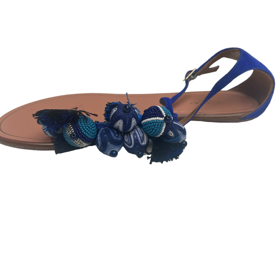 Blue Suede & Beads Sandals - 7.5