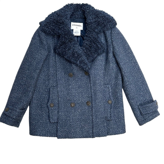 Blue Tweed Coat - M