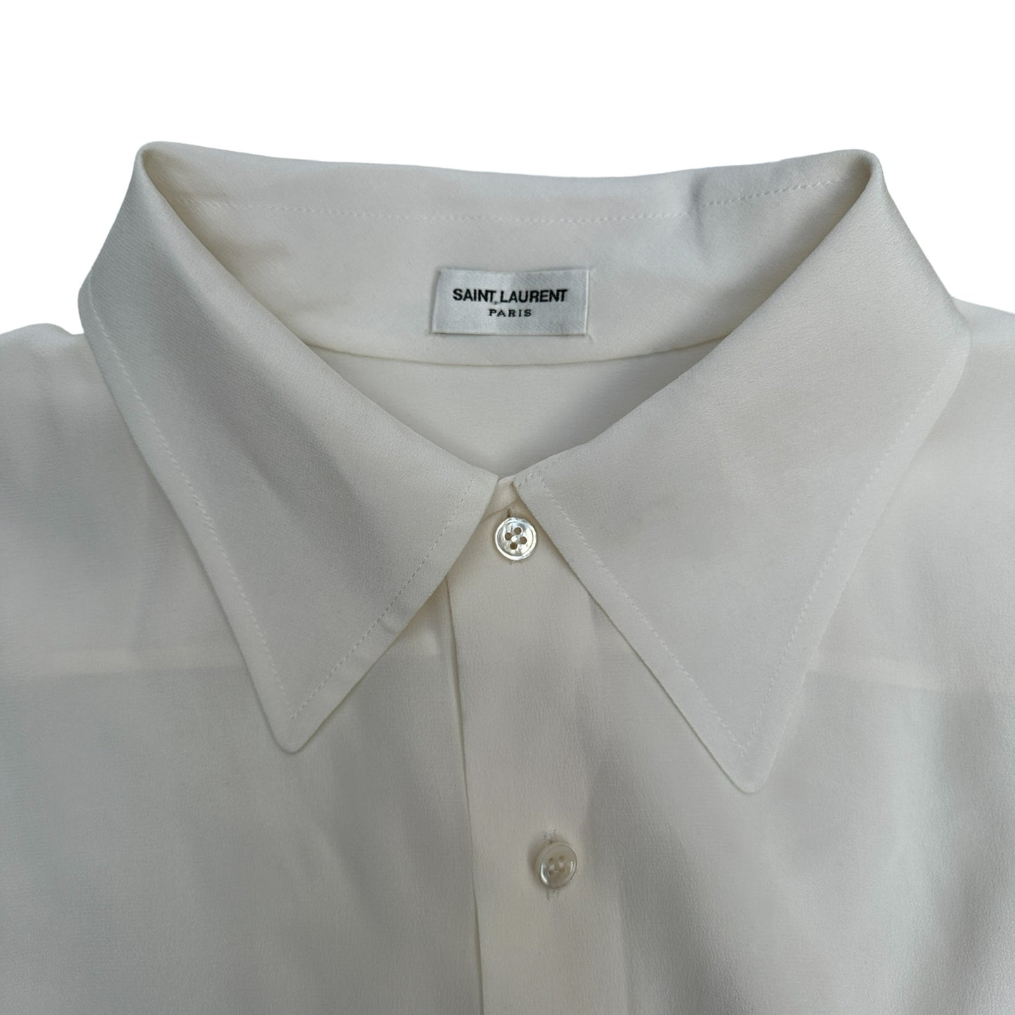 White Silk Button Down Shirt - M