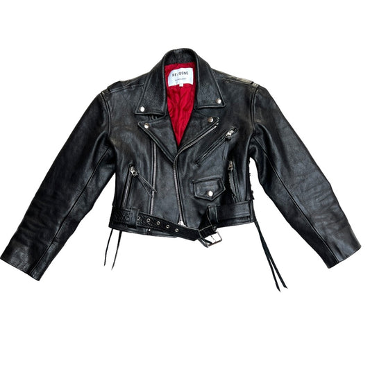 Black Moto Leather Jacket - XS