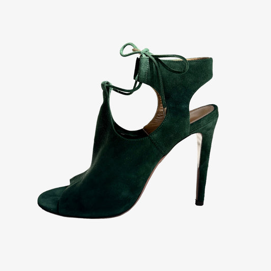 Green Suede Heels - 7